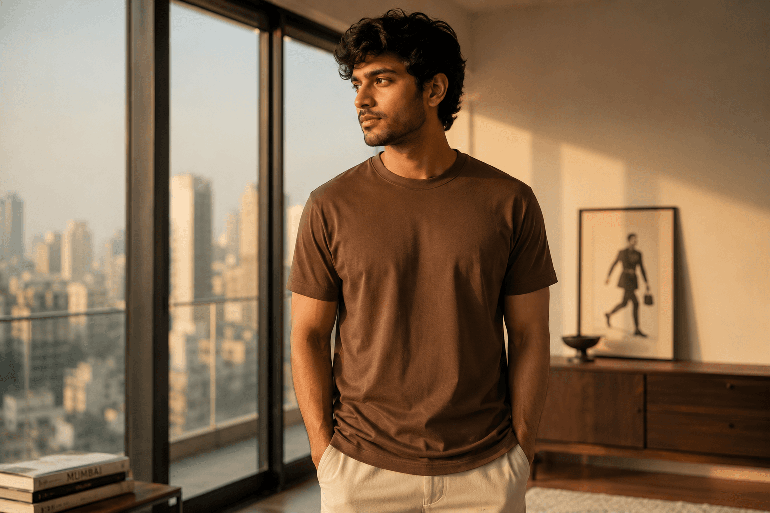 man wearing white cotton t-shirt in Mumbai street style